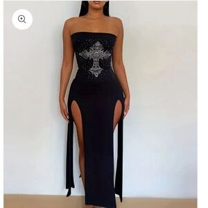 KOLLY Y2K RHINESTONE CROSS DRESS S
